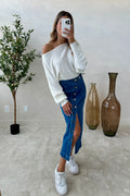 ASHLEY - Jupe Longue / Jeans Bleu