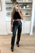 MOONLIGHT - Pantalon cargo en cuir /Noir