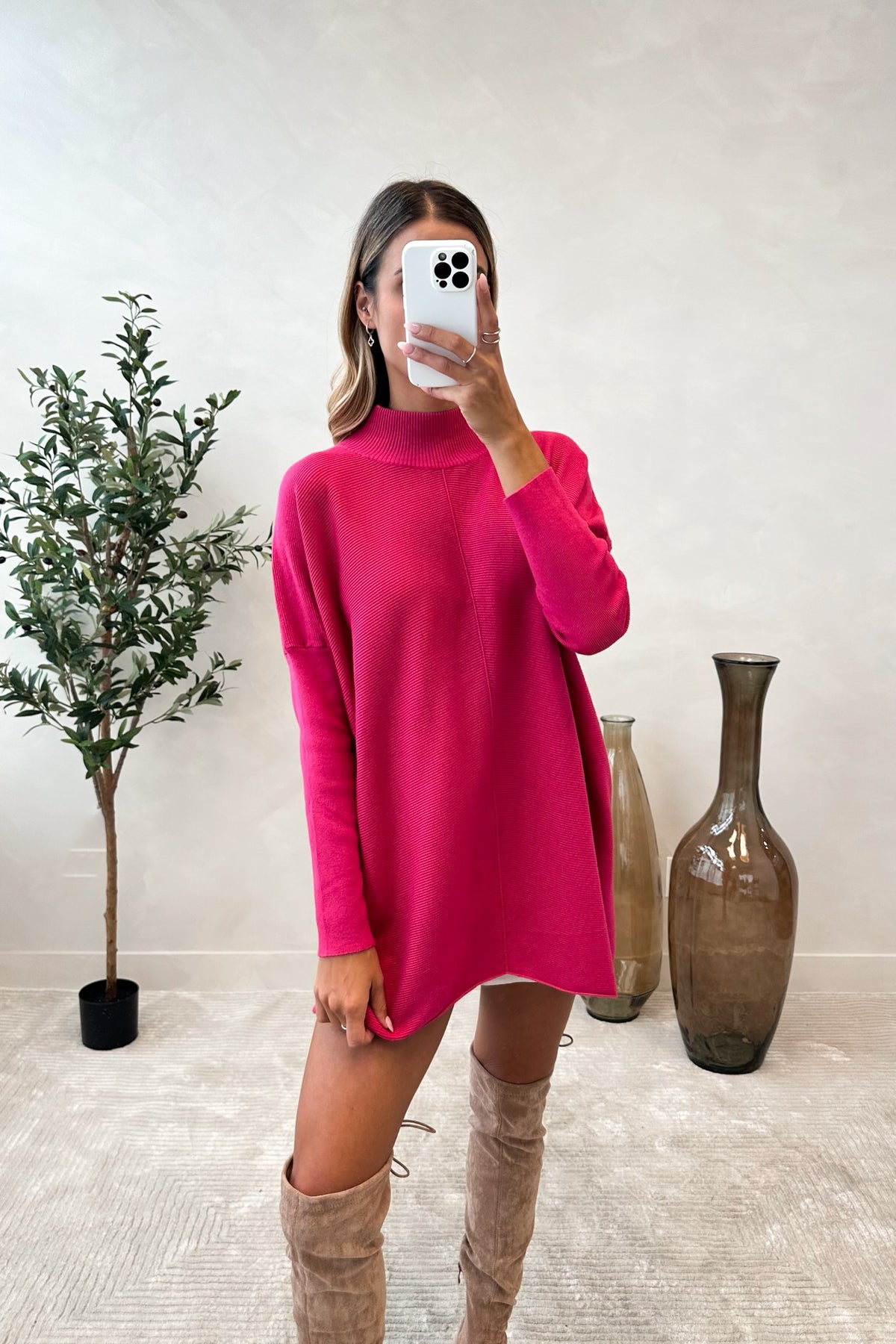 SOFYA - Long Fuchsia Sweater