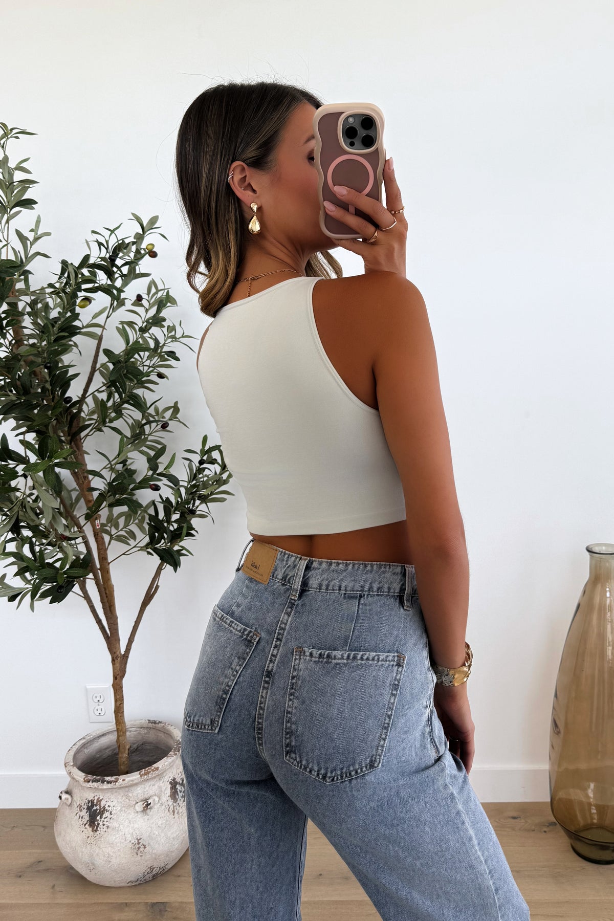 JAYDEN - Greige Crop Top