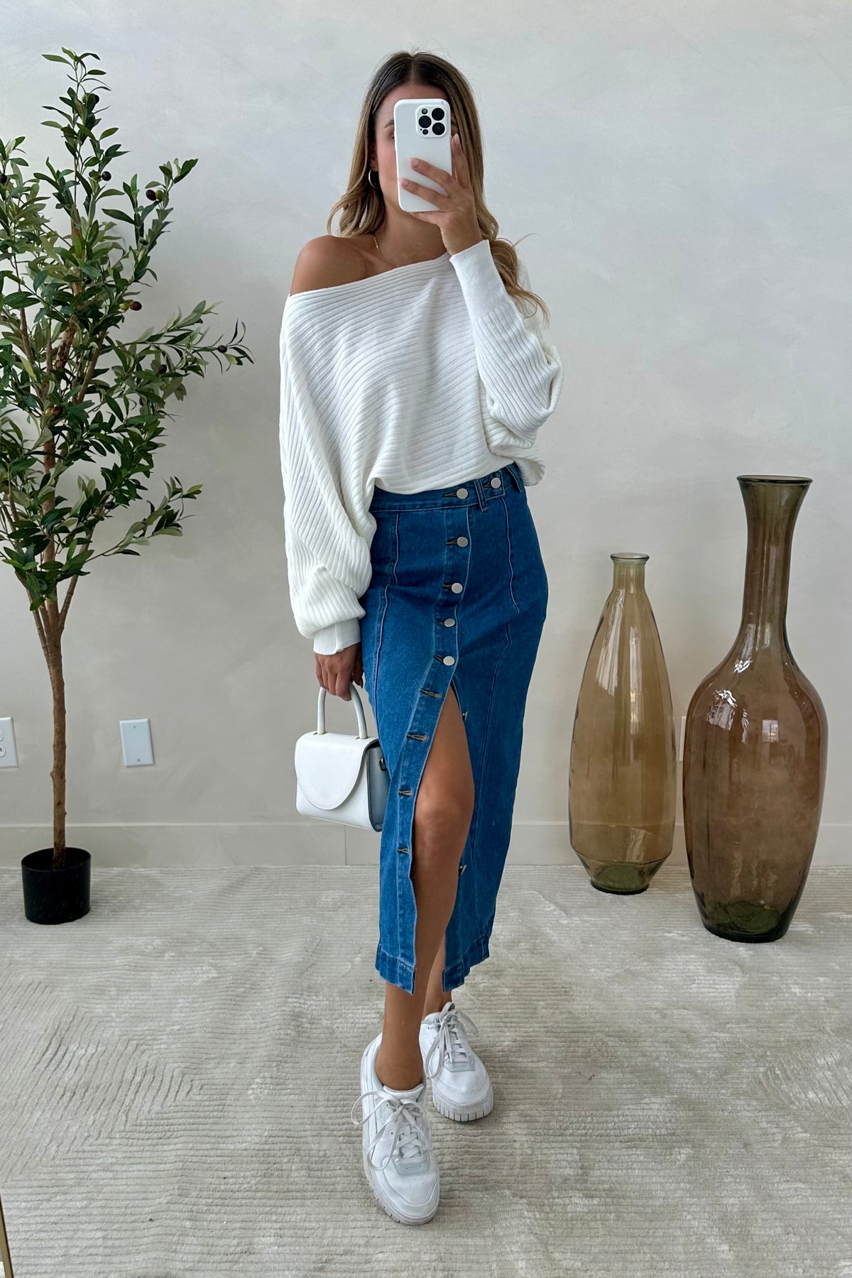 ASHLEY - Jupe Longue / Jeans Bleu