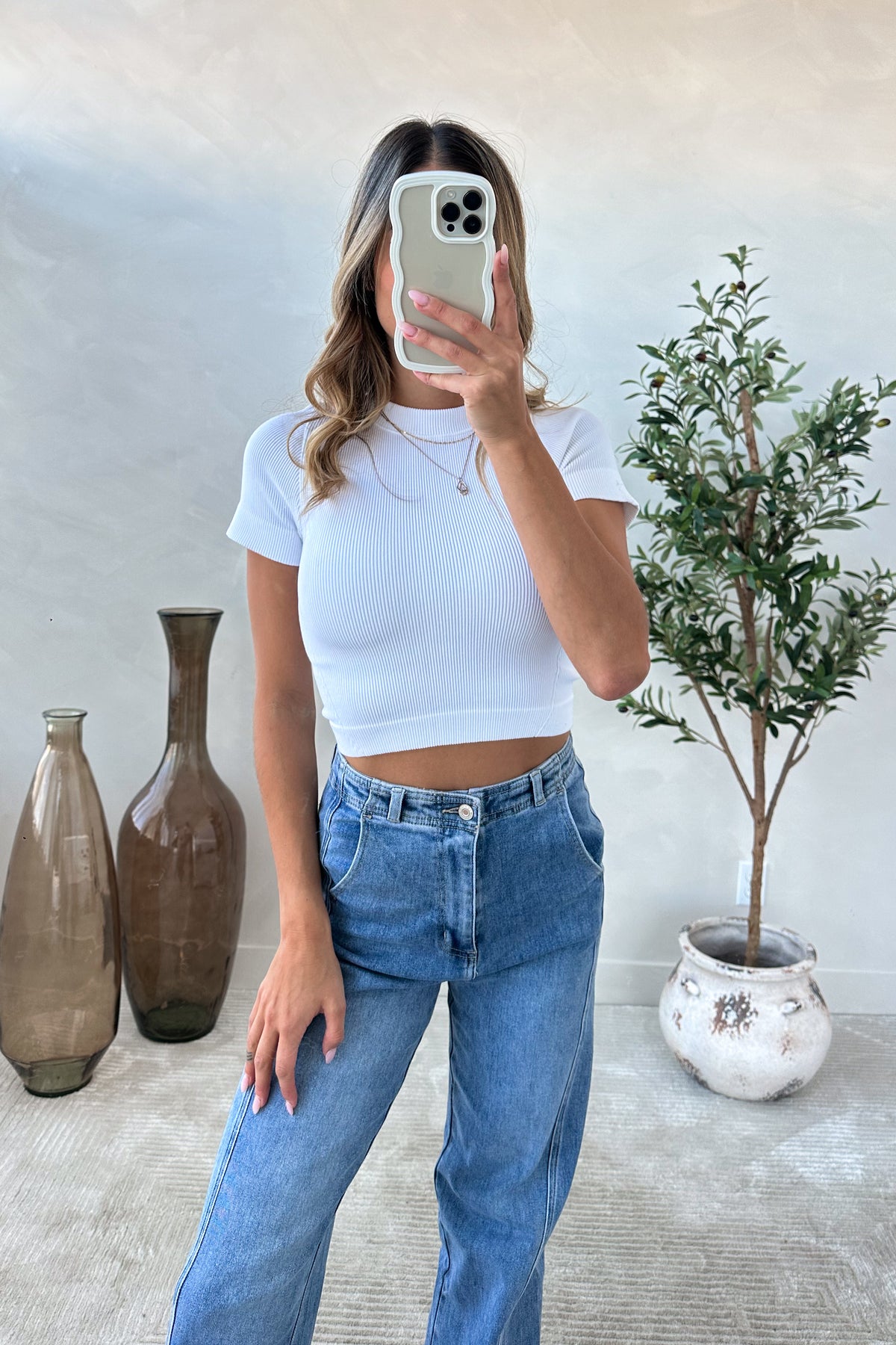 NHAU - White Crop T-Shirt