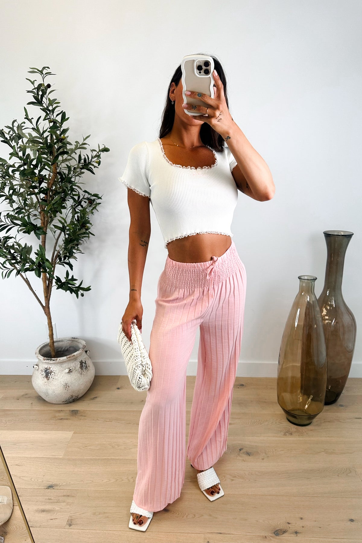 OLTEN - Pantalon / Rose