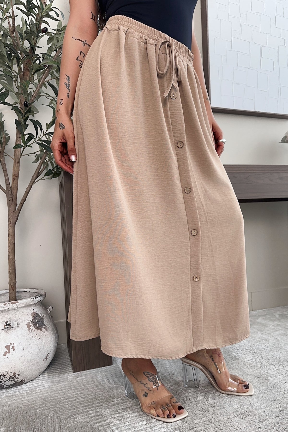 AUBURN - Camel Long Skirt