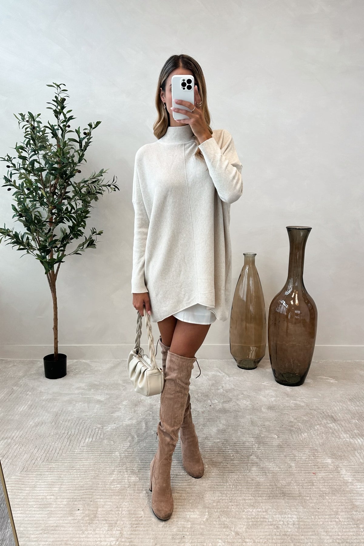 SOFYA - Long Cream Sweater