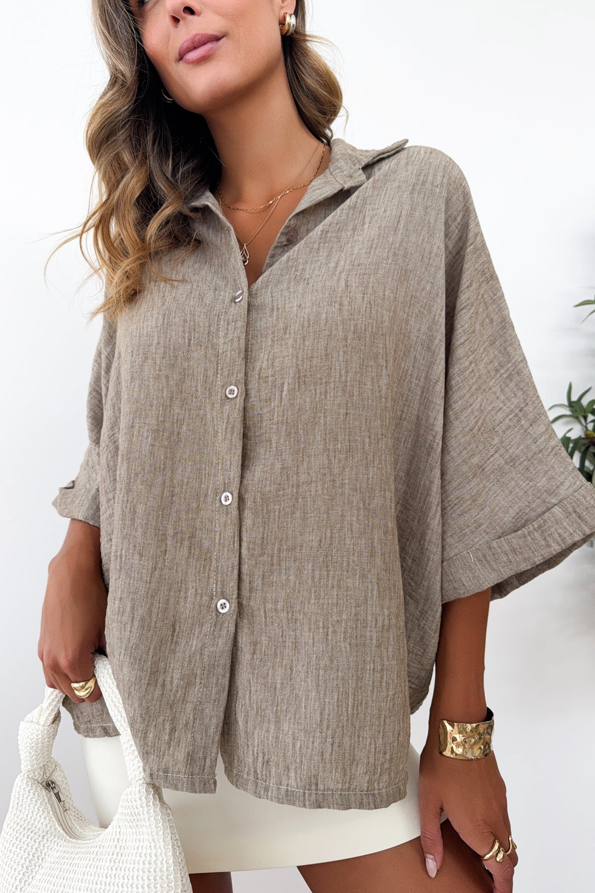 SANDY - Taupe Shirt