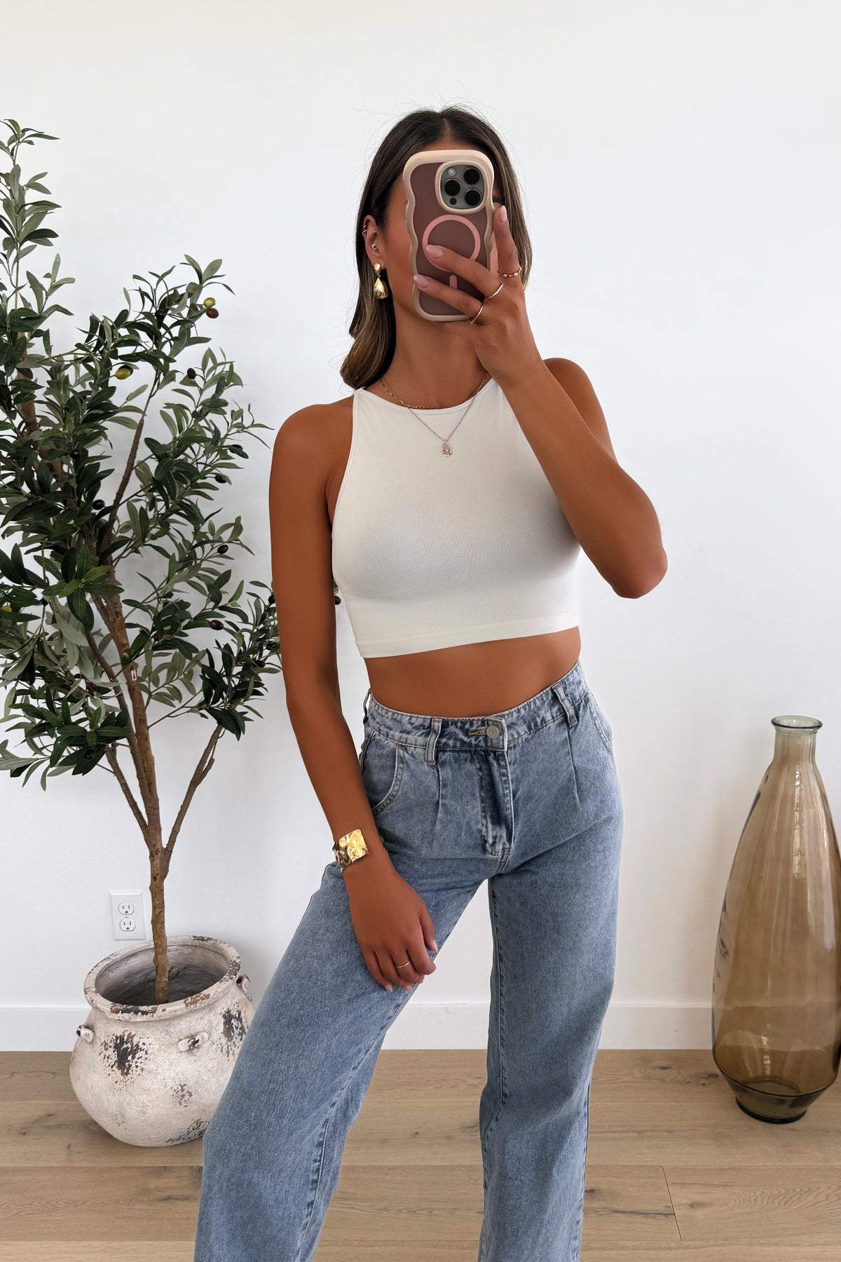 JAYDEN - Greige Crop Top