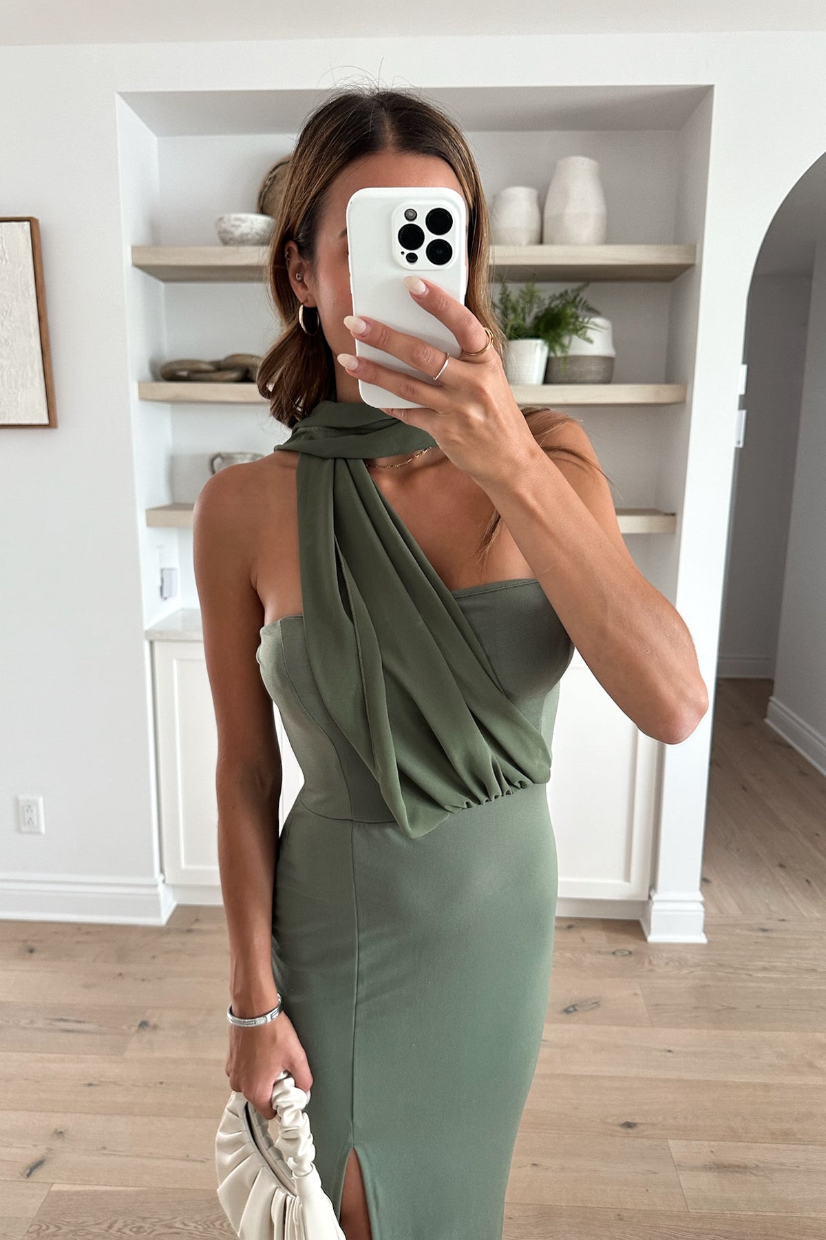 CLEMENCE - Khaki Maxi Dress