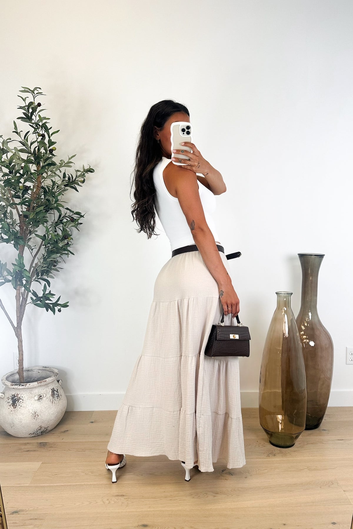 ESSA - Beige Maxi Skirt