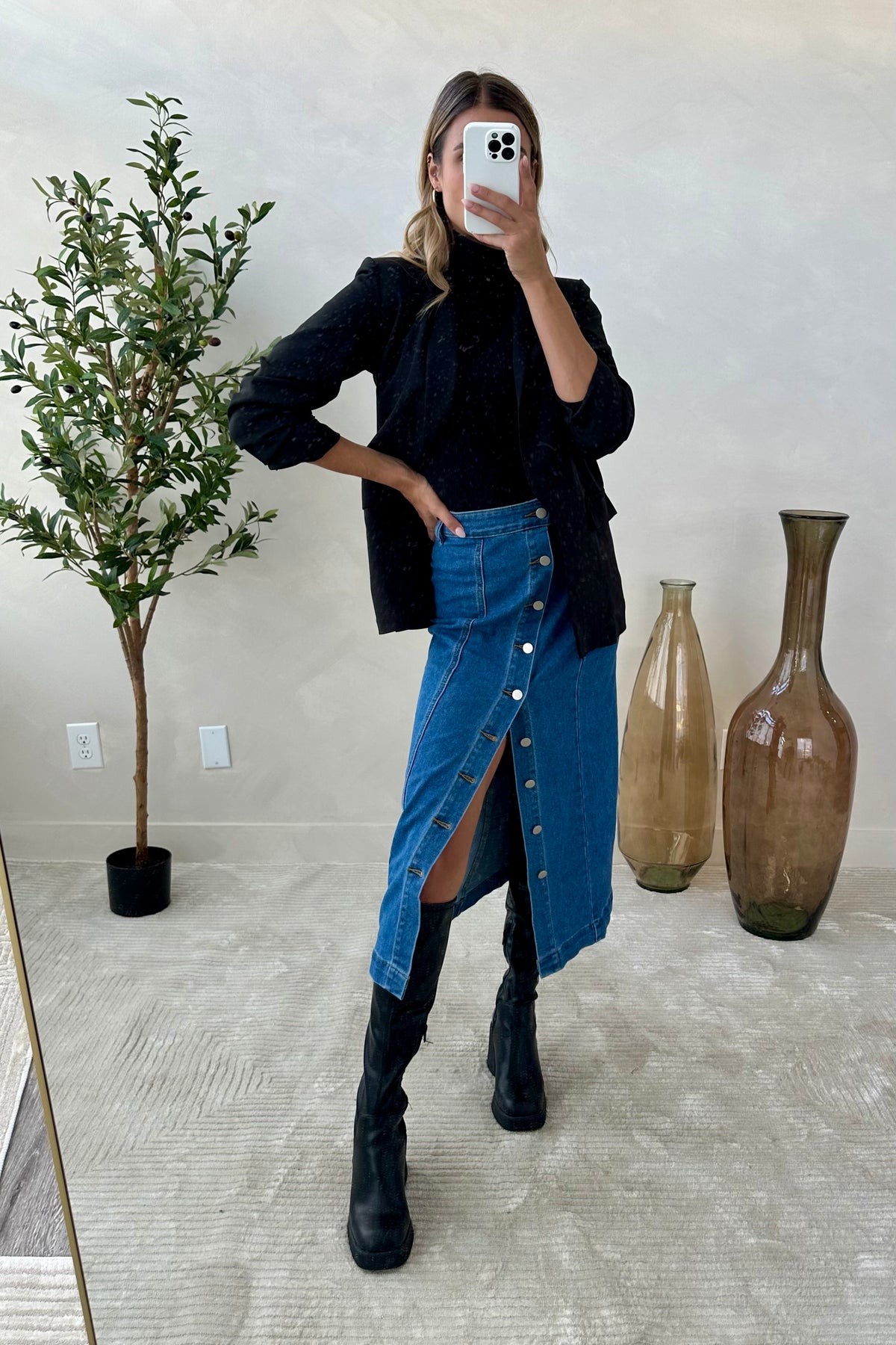 ASHLEY - Blue Jeans Long Skirt