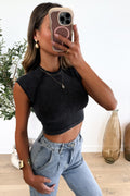 PEGGY - Charcoal Crop Top