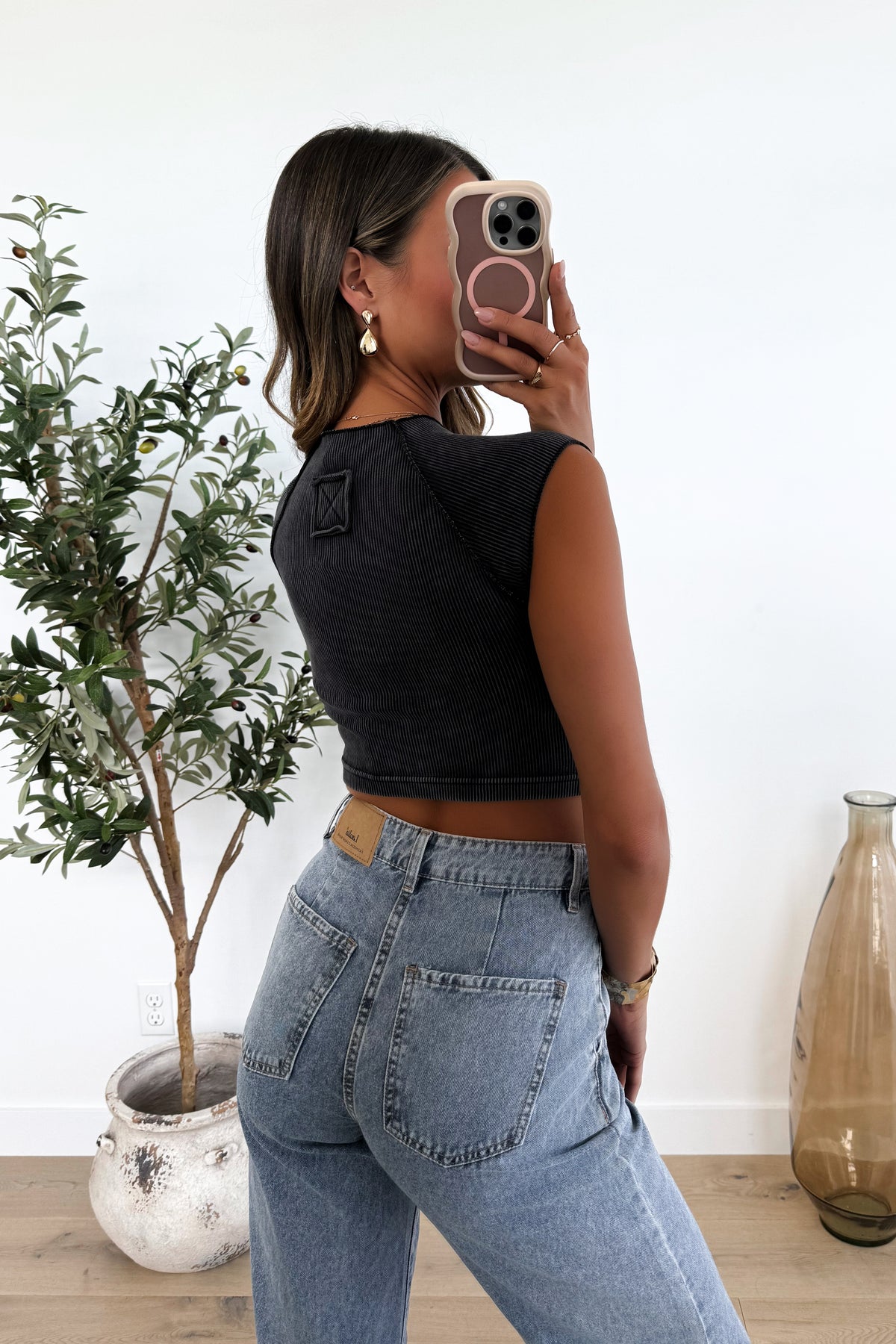 PEGGY - Charcoal Crop Top