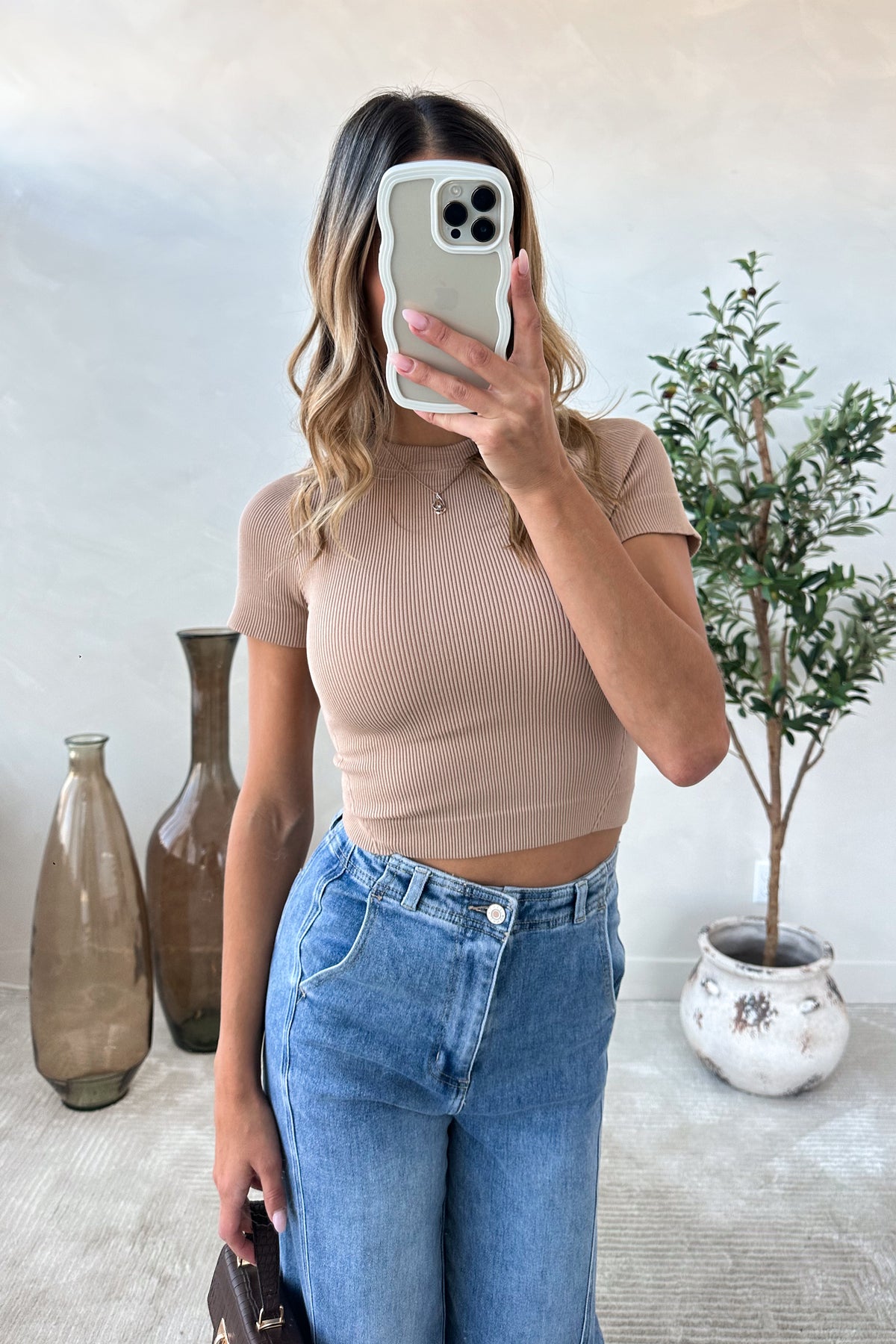 NHAU - Nude Crop T-Shirt