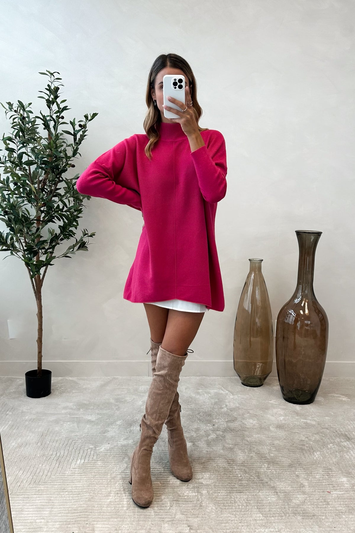 SOFYA - Long Fuchsia Sweater