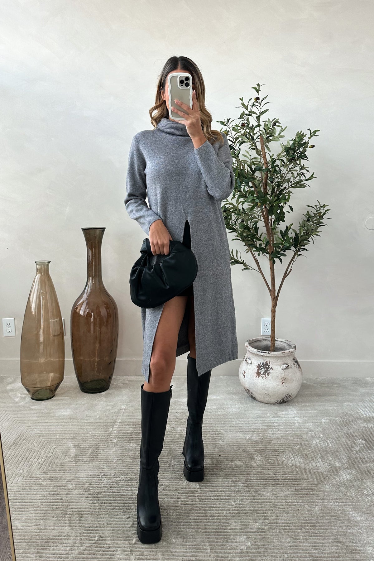 SHE'S COLD - Grey Long Sweater