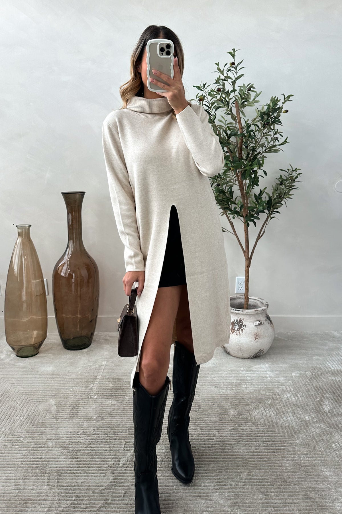 SHE'S COLD - Beige Long Sweater