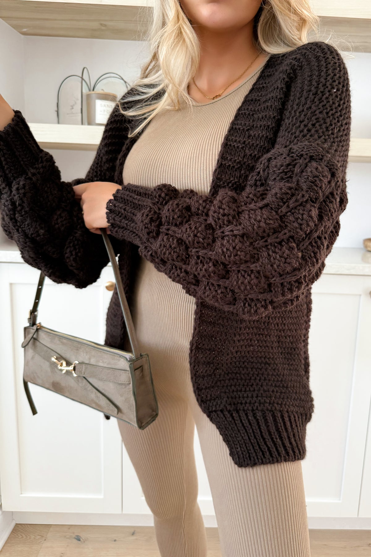 BUBBLE - Cardigan Brun