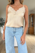 YVANA -  Beige Lace Cami