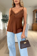 YVANA -  Brown Lace Cami