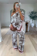 POLLY - Brown Satin Set