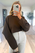KIM - Brown Cropped Sweatshirt