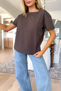 AMINA - Charcoal Brown T-Shirt