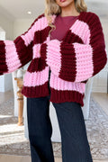 LOUNNA - Pink/Burgundy Knit Sweater