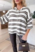 MELLYE - Cream/Taupe Striped Cardigan