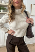 PURE - Pull Col Roulé Épais / Beige