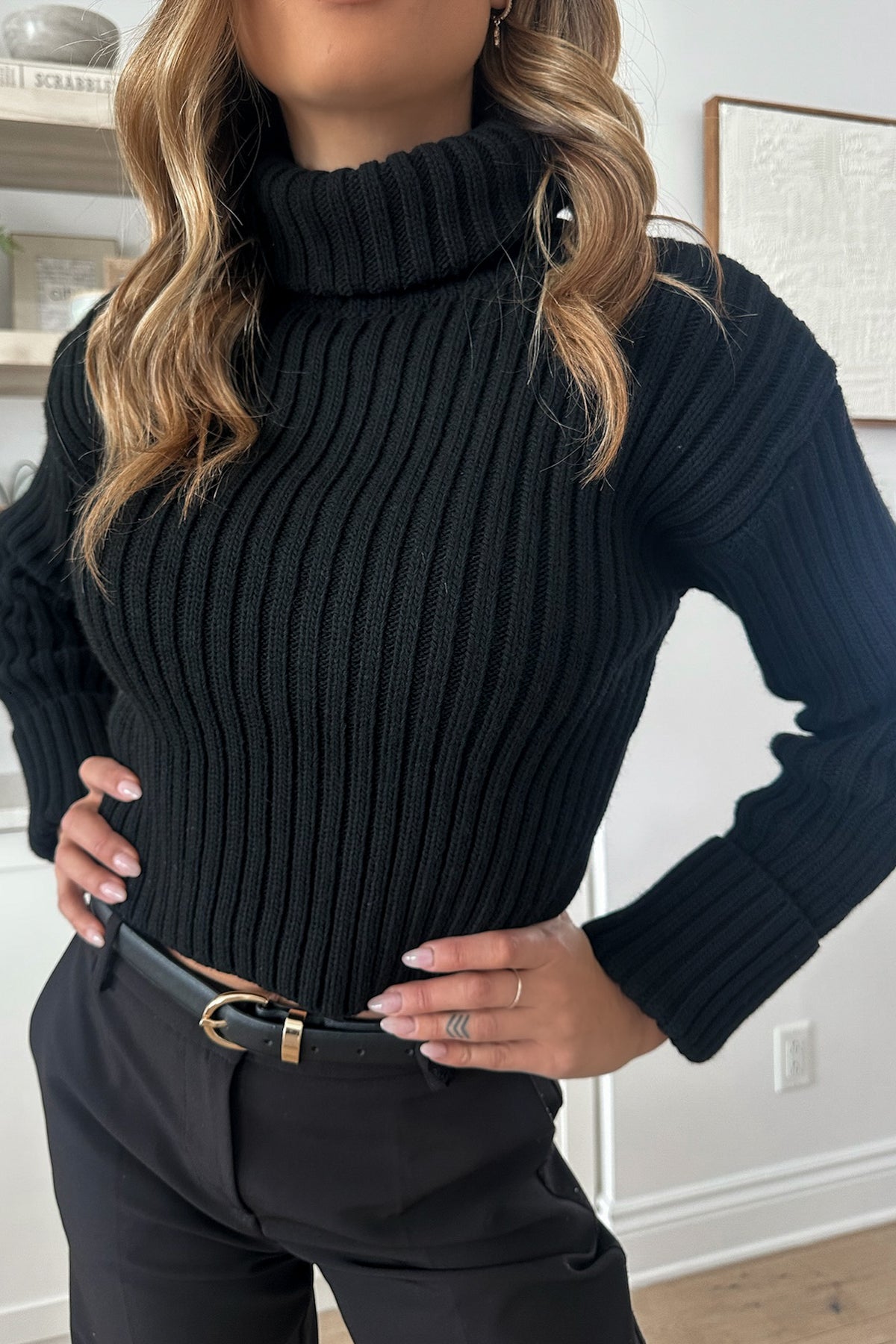 PURE - Black Chunky Turtleneck