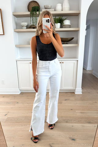 CLAY - Jeans jambes larges/ Blanc