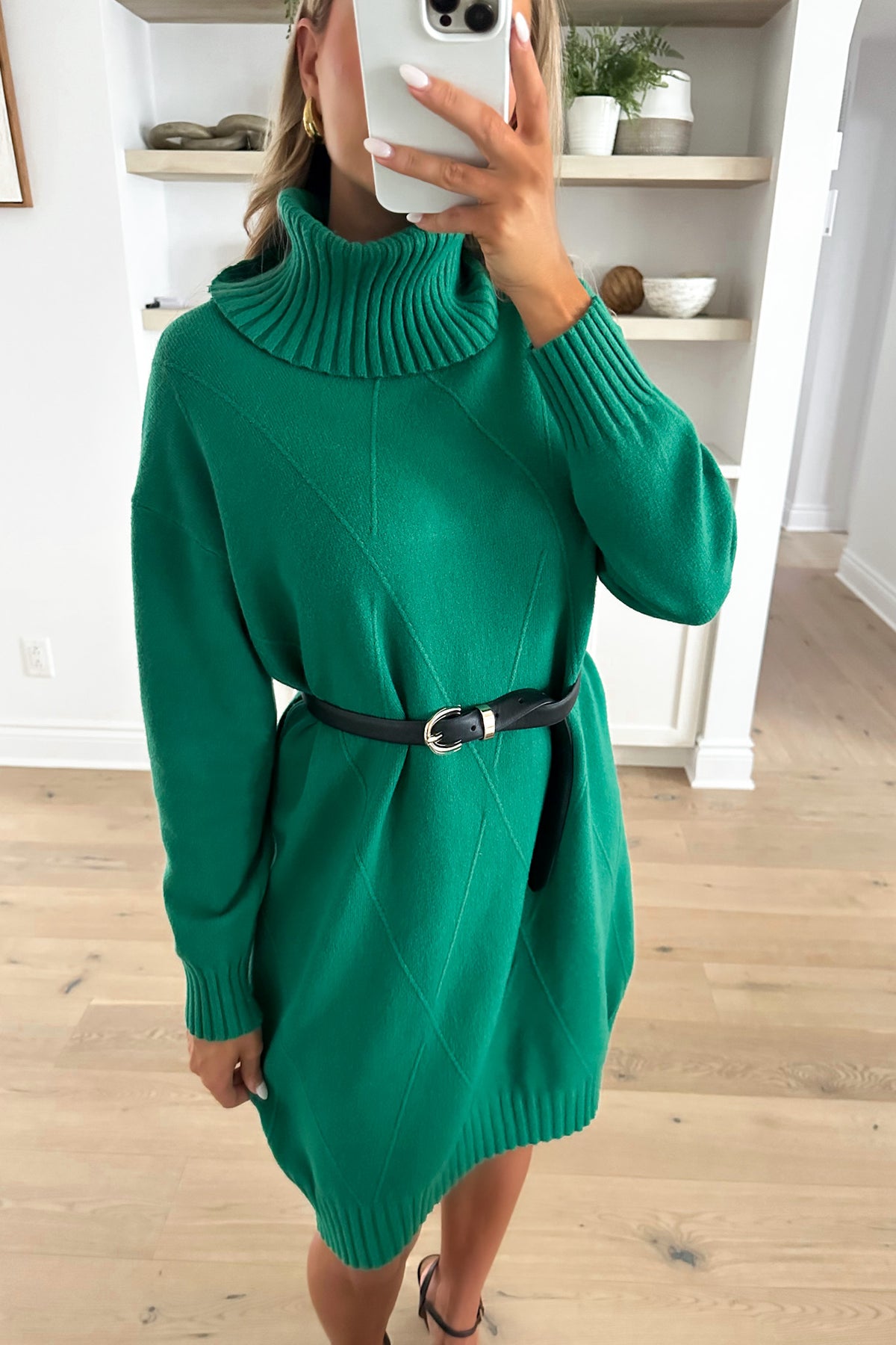 BRAIN - Green Sweater Dress