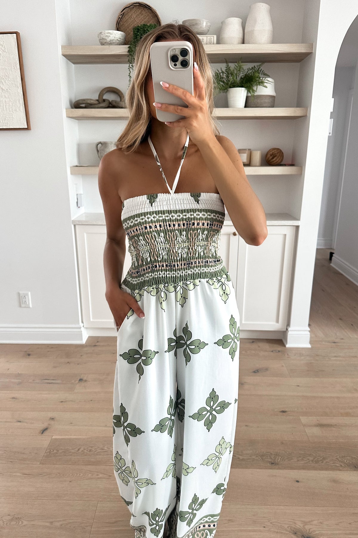 CHAKRA - White and Sage Jumpsuit