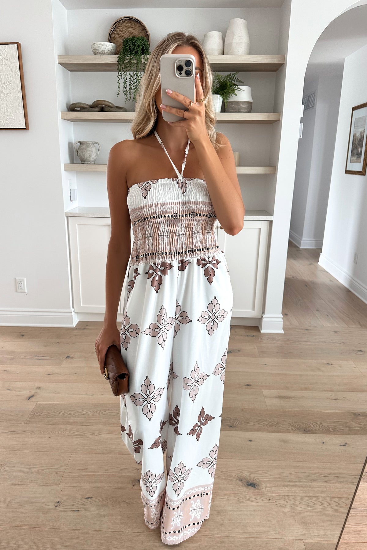 CHAKRA - White and Brown Jumpsuit