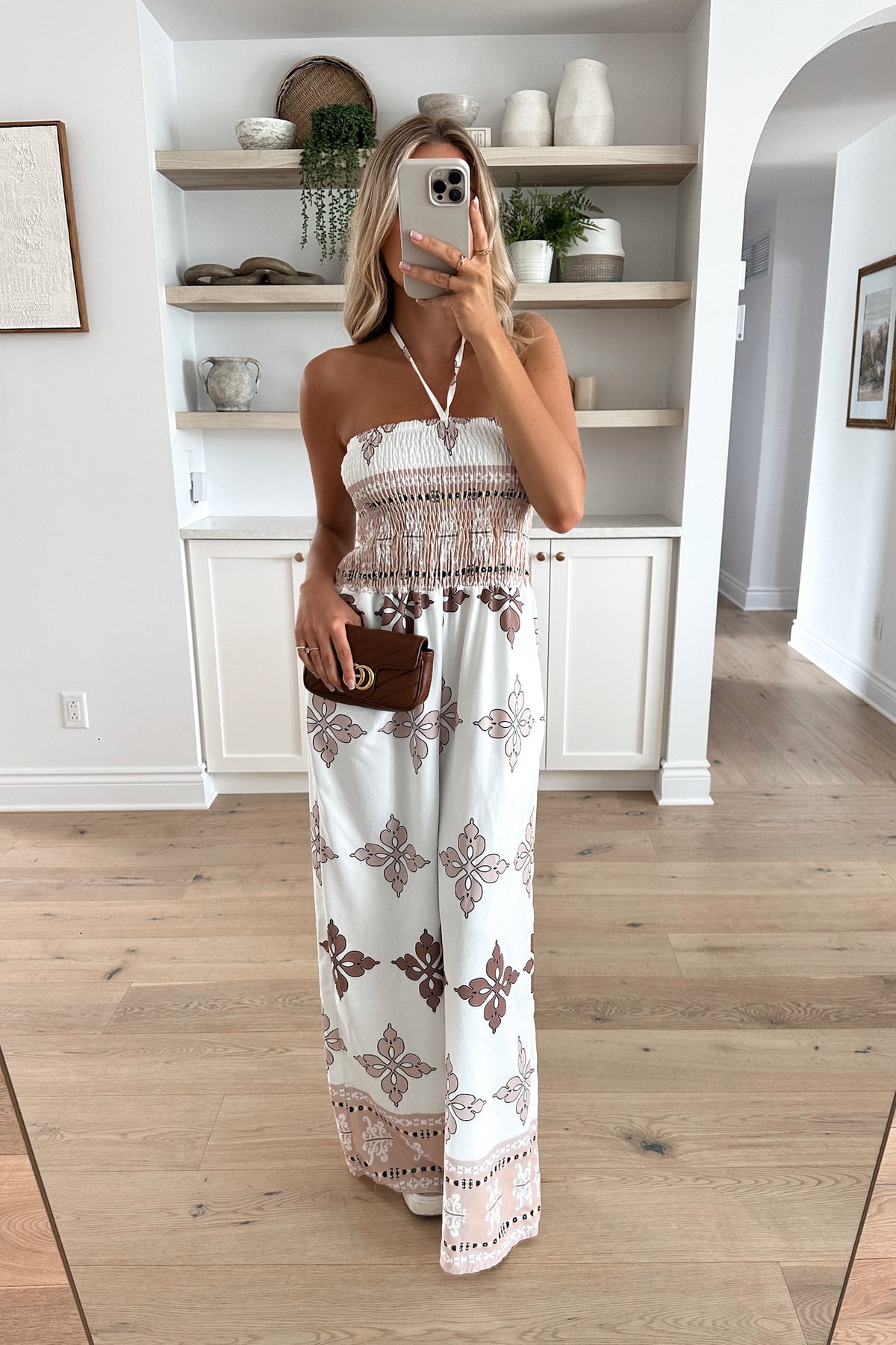 CHAKRA - White and Brown Jumpsuit