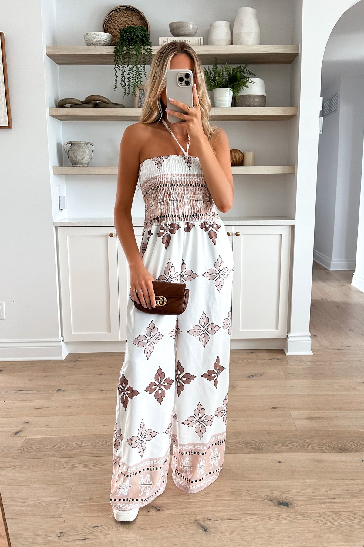 CHAKRA - White and Brown Jumpsuit