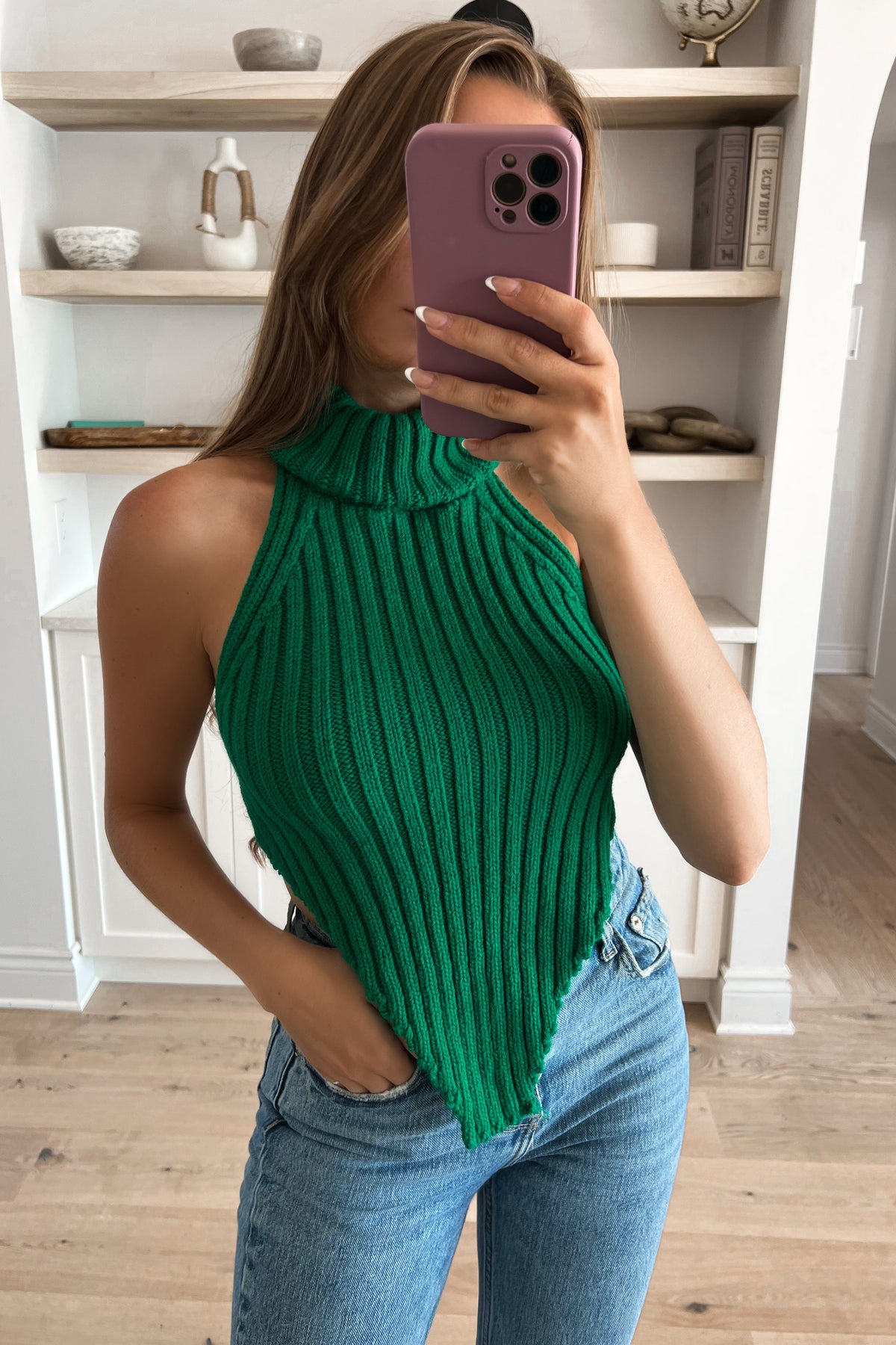 GENEROUS - Green Knitted Top