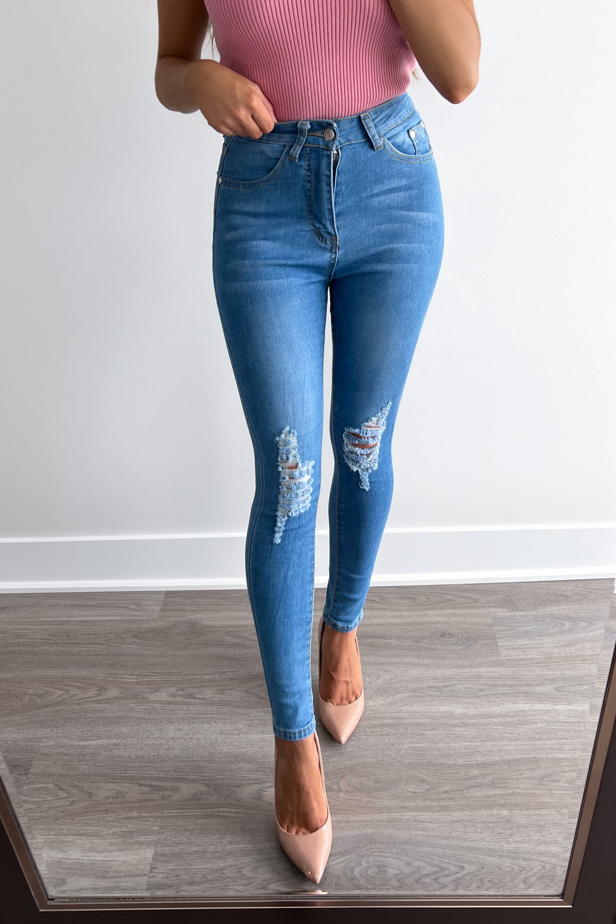 MEREDITH - Blue-Taille Haute Jeans